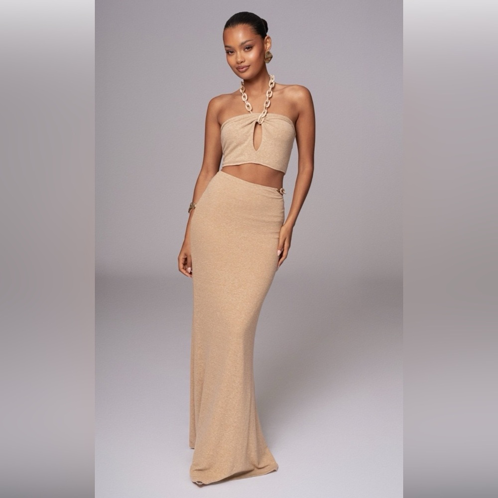 JLUXLABEL Elegant Tan Skirt set